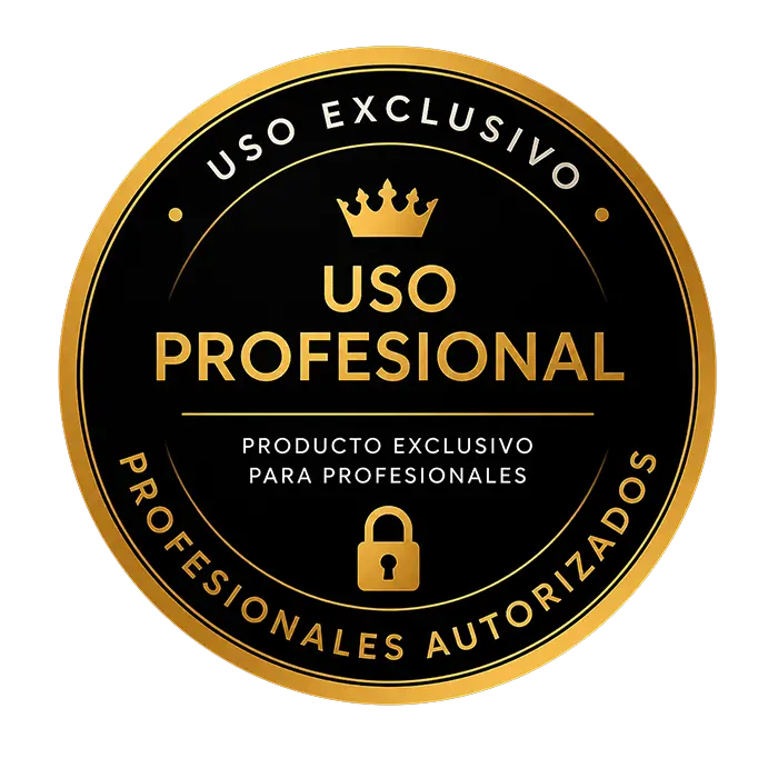 Sello de garantía Nui Organic que certifica la venta exclusiva de los tratamientos profesionales solo a los profesionales